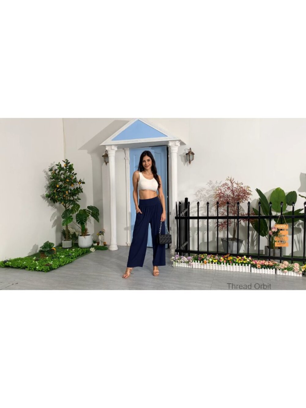 Wide Leg Yoga Pants with Pockets High Waisted Flowy Lounge Pajama Sweatpants - Picture 6 of 6